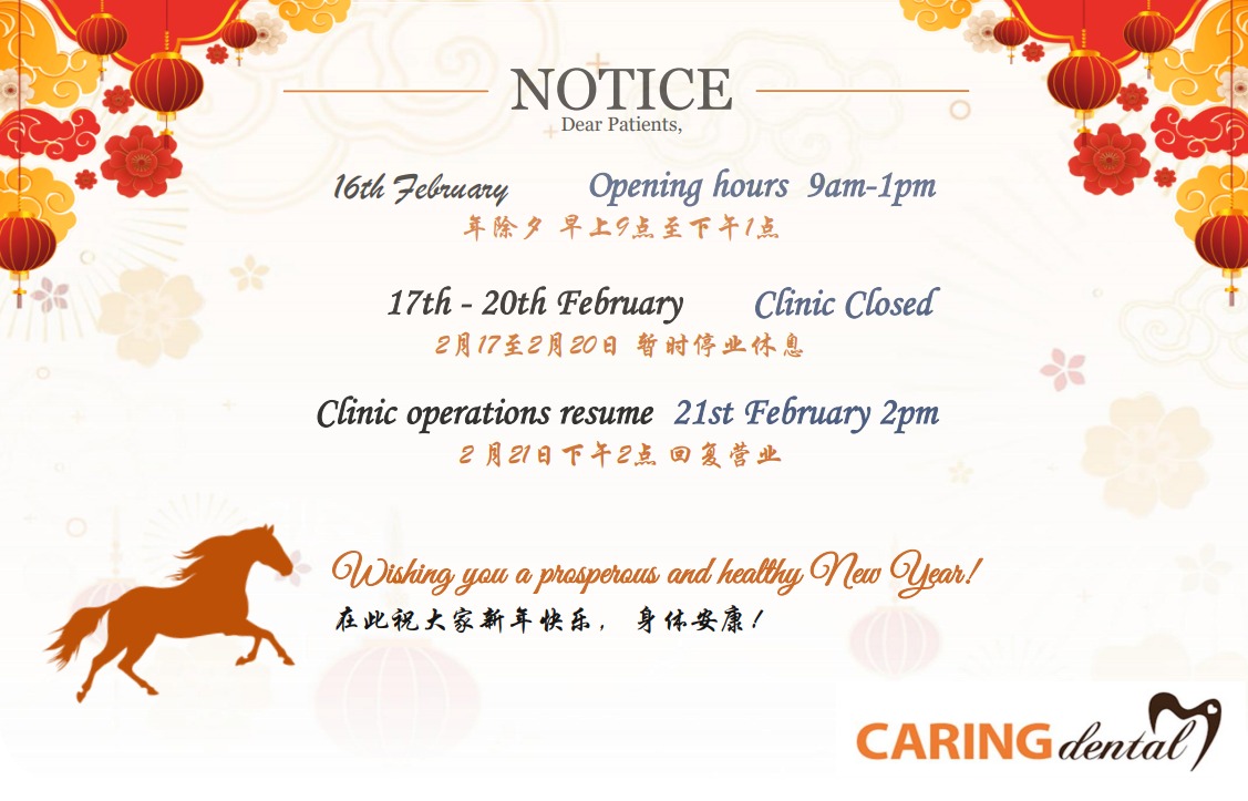 Caring Dental CNY Notice 2026